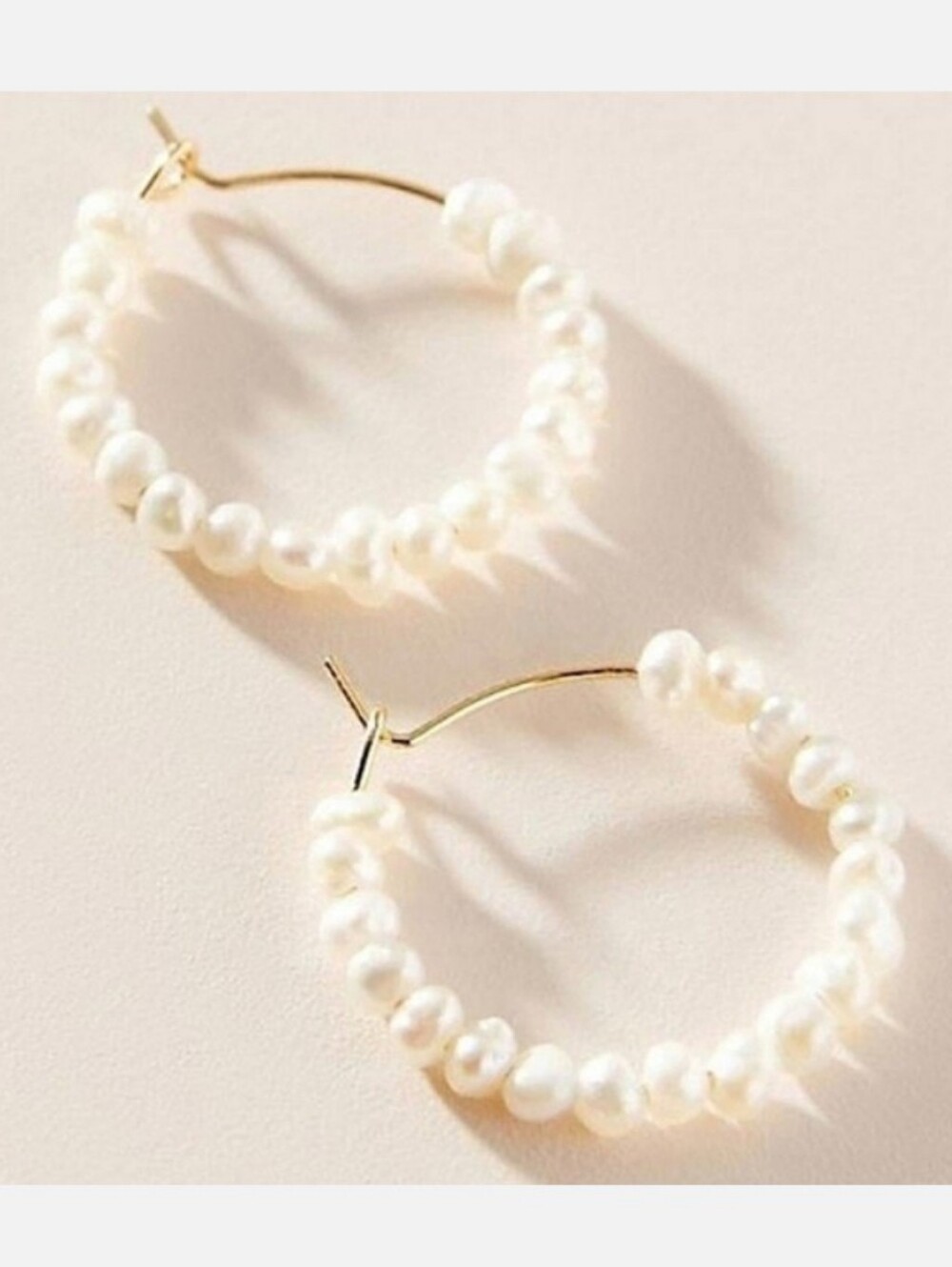Anthropologie Real Pearl Hoop Earrings
